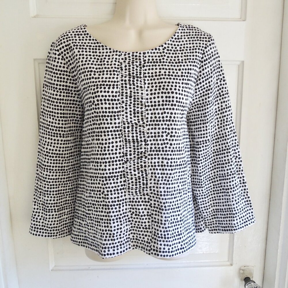 Habitat Black & White Polka Dot Top Ruched Detail S *Runs L
